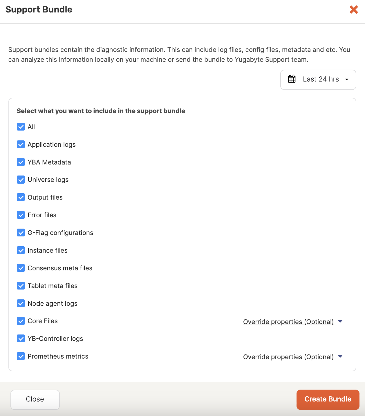 Create support bundle Create support bundle